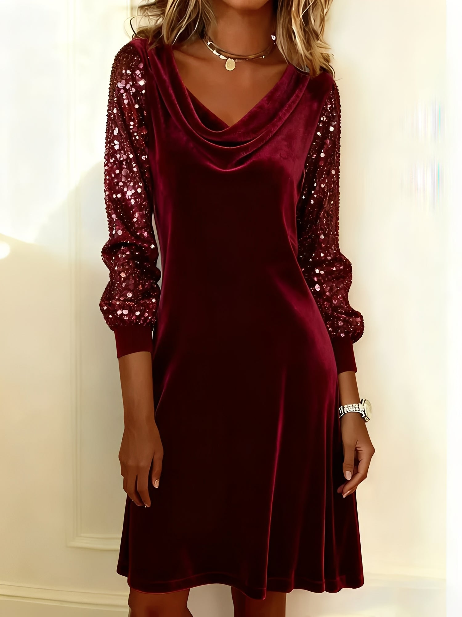 Aubrey | Velvet Sparkle Sleeve Dress