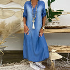 Stella™ | Denim-Style Maxi Dress