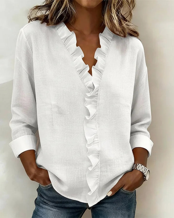 Glynara™ | Ruffled V-Neck Blouse