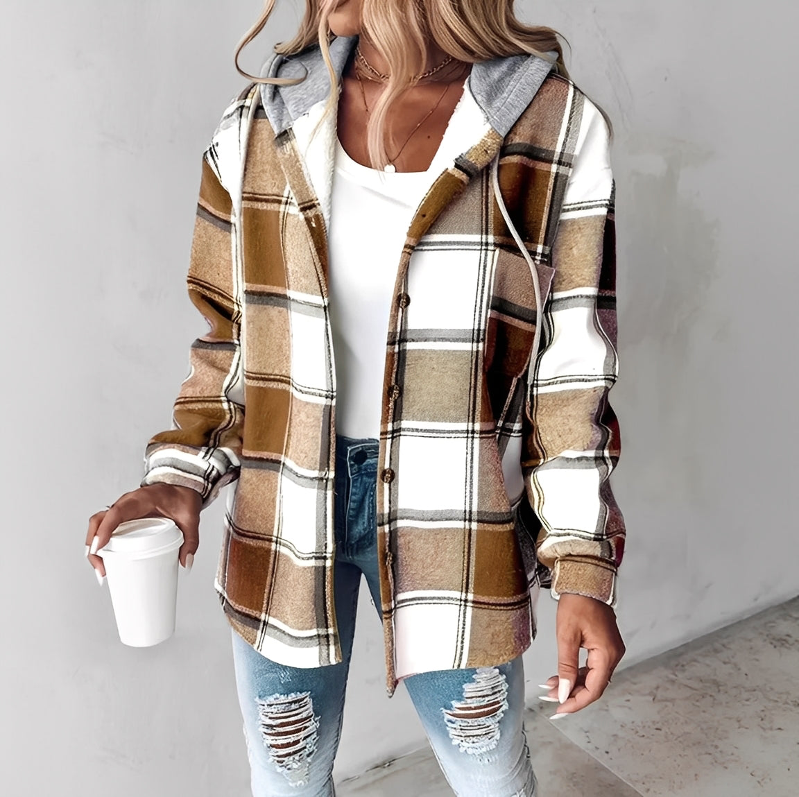 Brigitte | Cozy Plaid Jacket