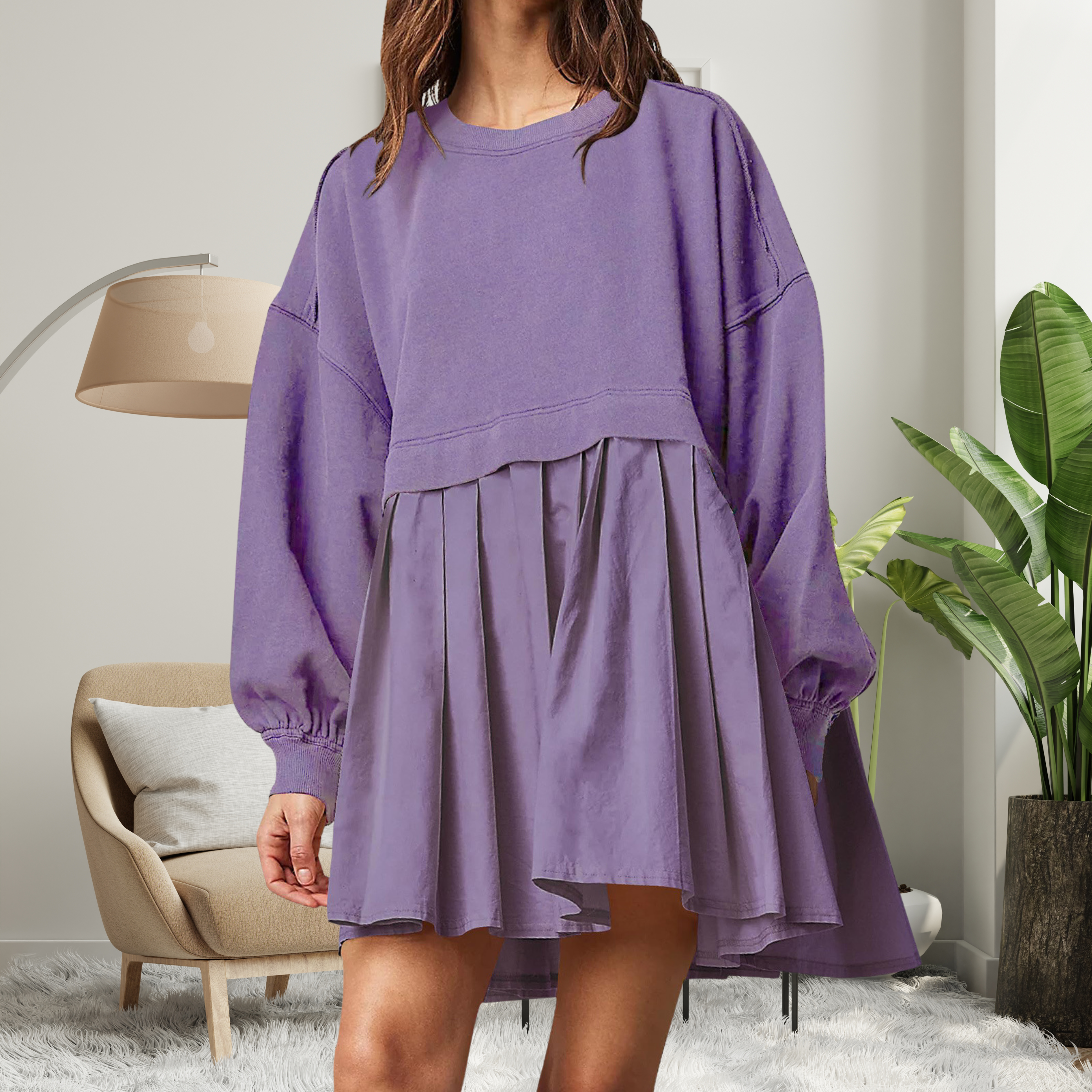 KARIYAH™ - Cozy Loose-Fit Long Sleeve Midi Dress