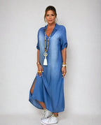 Stella™ | Denim-Style Maxi Dress
