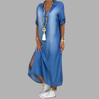 Stella™ | Denim-Style Maxi Dress