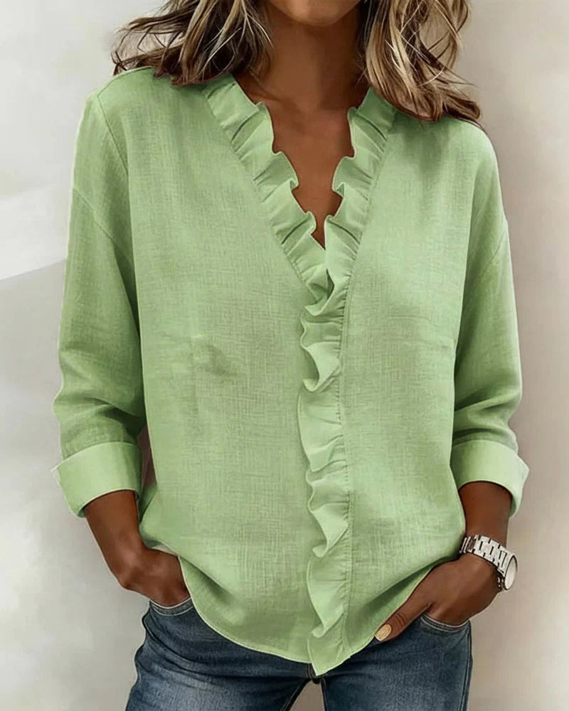 Glynara™ | Ruffled V-Neck Blouse