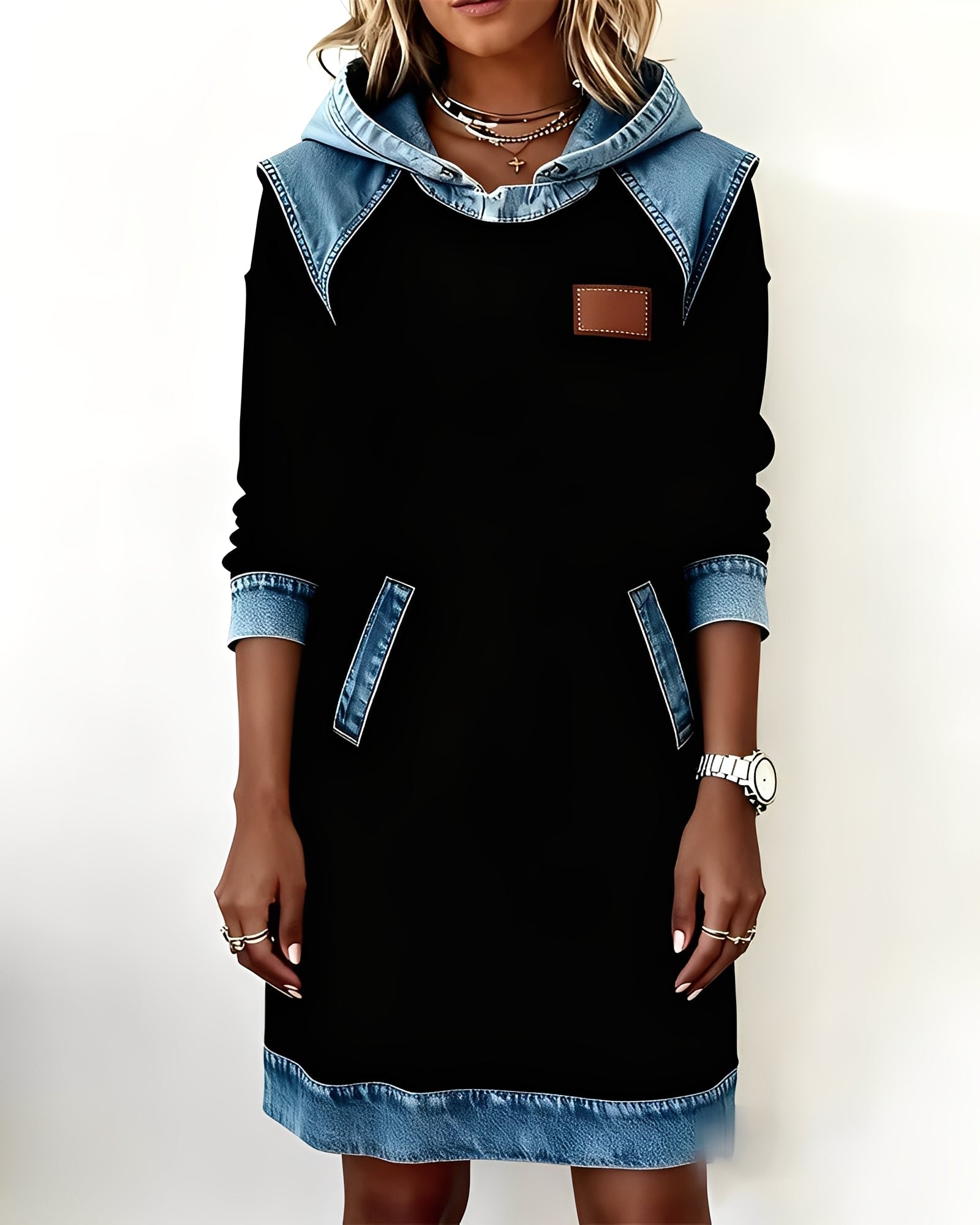 Annika | Hooded Dress with Contrast Panels