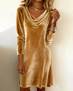 Eveline | Elegant Drape-Neck Velvet Dress