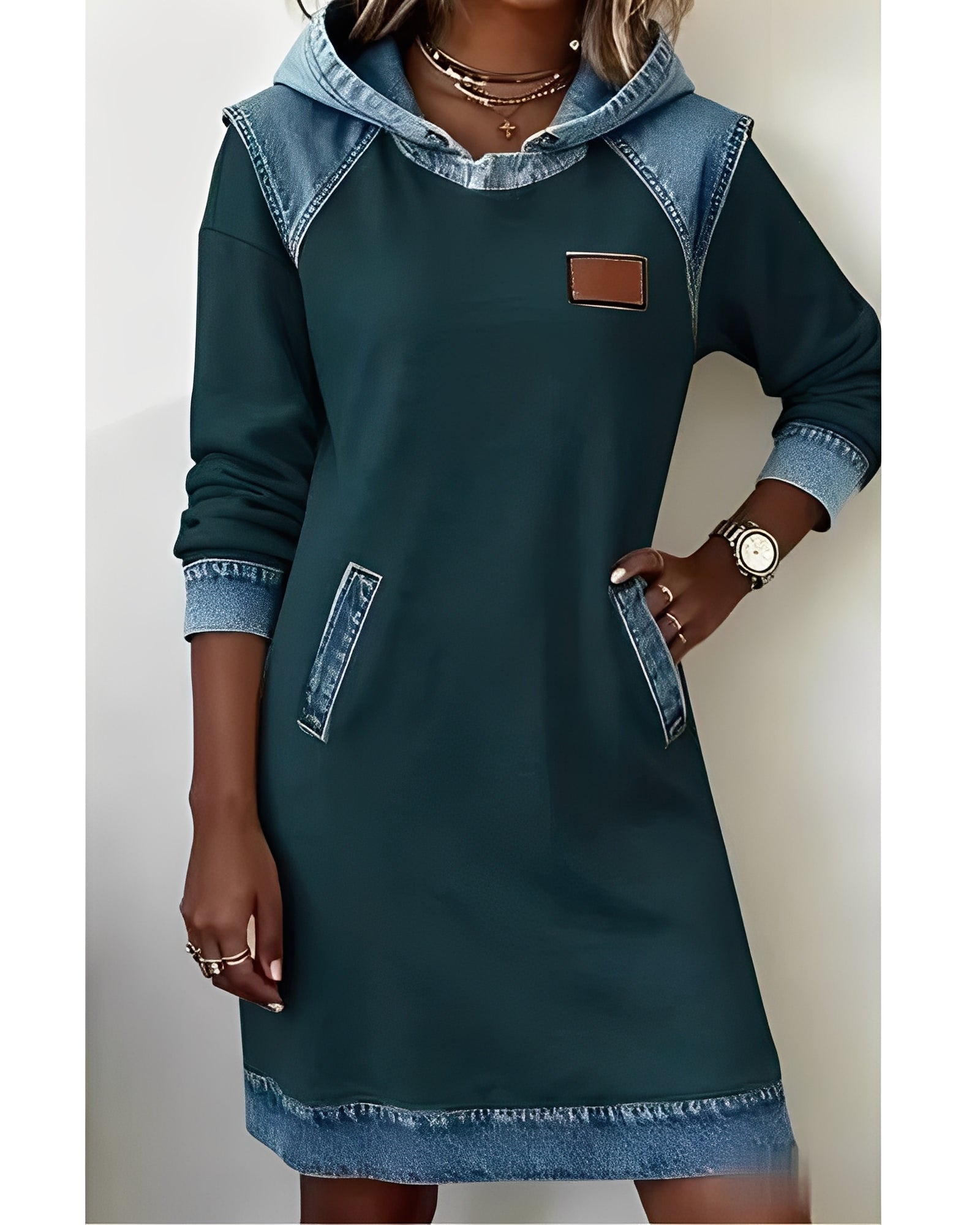 Annika | Hooded Dress with Contrast Panels