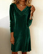 Eveline | Elegant Drape-Neck Velvet Dress