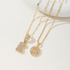 AISHA™ - Elegant 2-Pack Initial Letter Pendant Necklaces