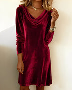 Eveline | Elegant Drape-Neck Velvet Dress