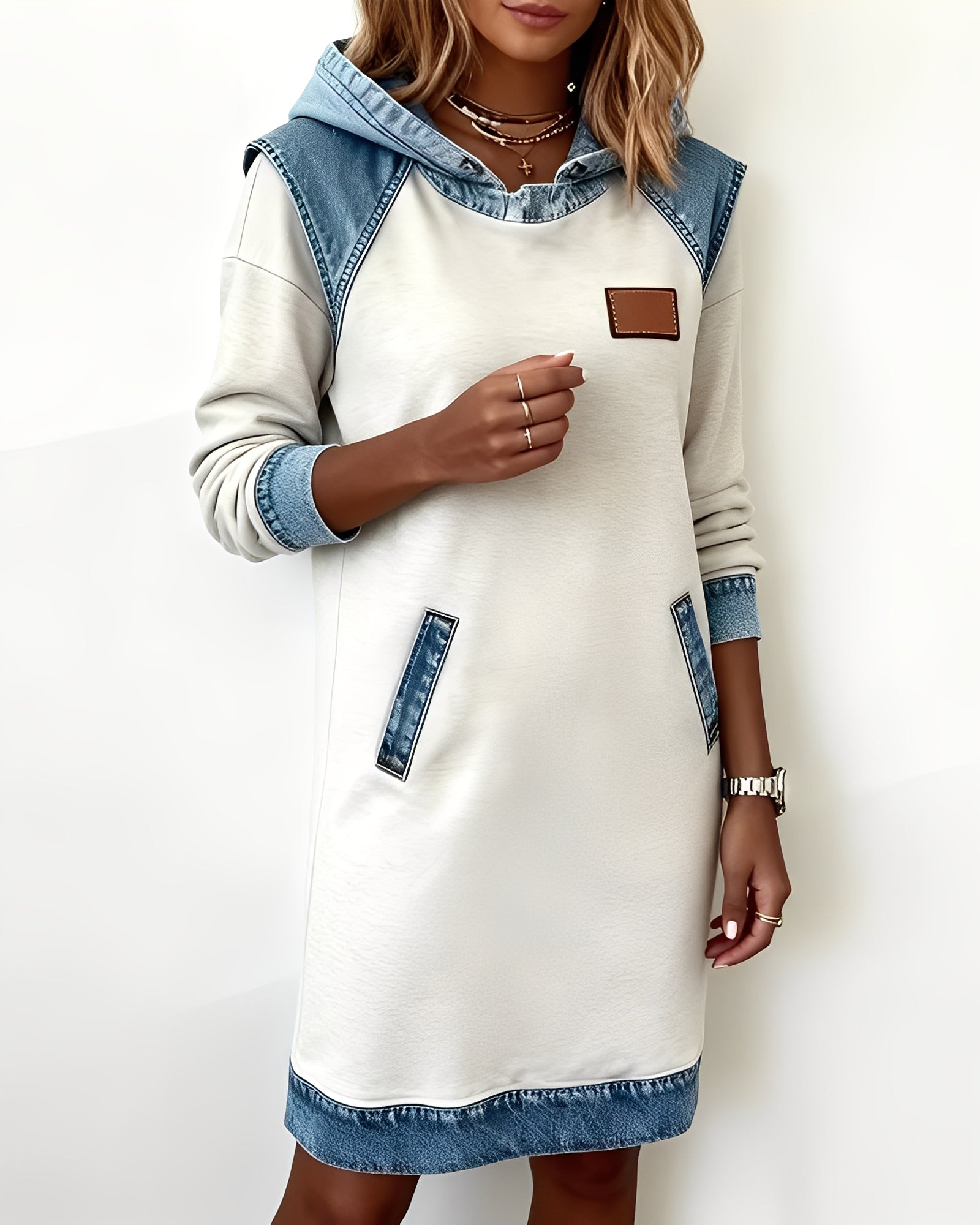 Annika | Hooded Dress with Contrast Panels