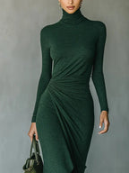 Gabriella | Sculpted Turtleneck Midi Dress