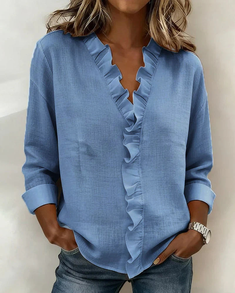 Glynara™ | Ruffled V-Neck Blouse